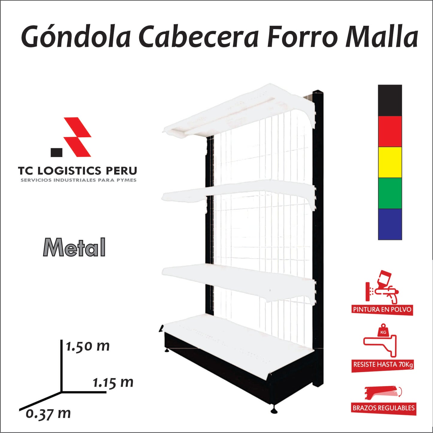 GONDOLA IMPORTADA CABECERA FORRO MALLA